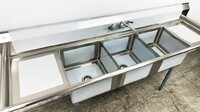 NSF 90 in 3 Compartment Sink With Faucet S3C181812-18LR-318