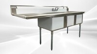 NSF Left One 3 Compartment Sink With Faucet S3C182414-24L-318