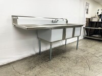 NSF Left One 3 Compartment Sink With Faucet S3C182414-24L-318