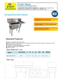 NSF Right 1 Two Compartment Sink With Faucet HN-C2T151512-15R