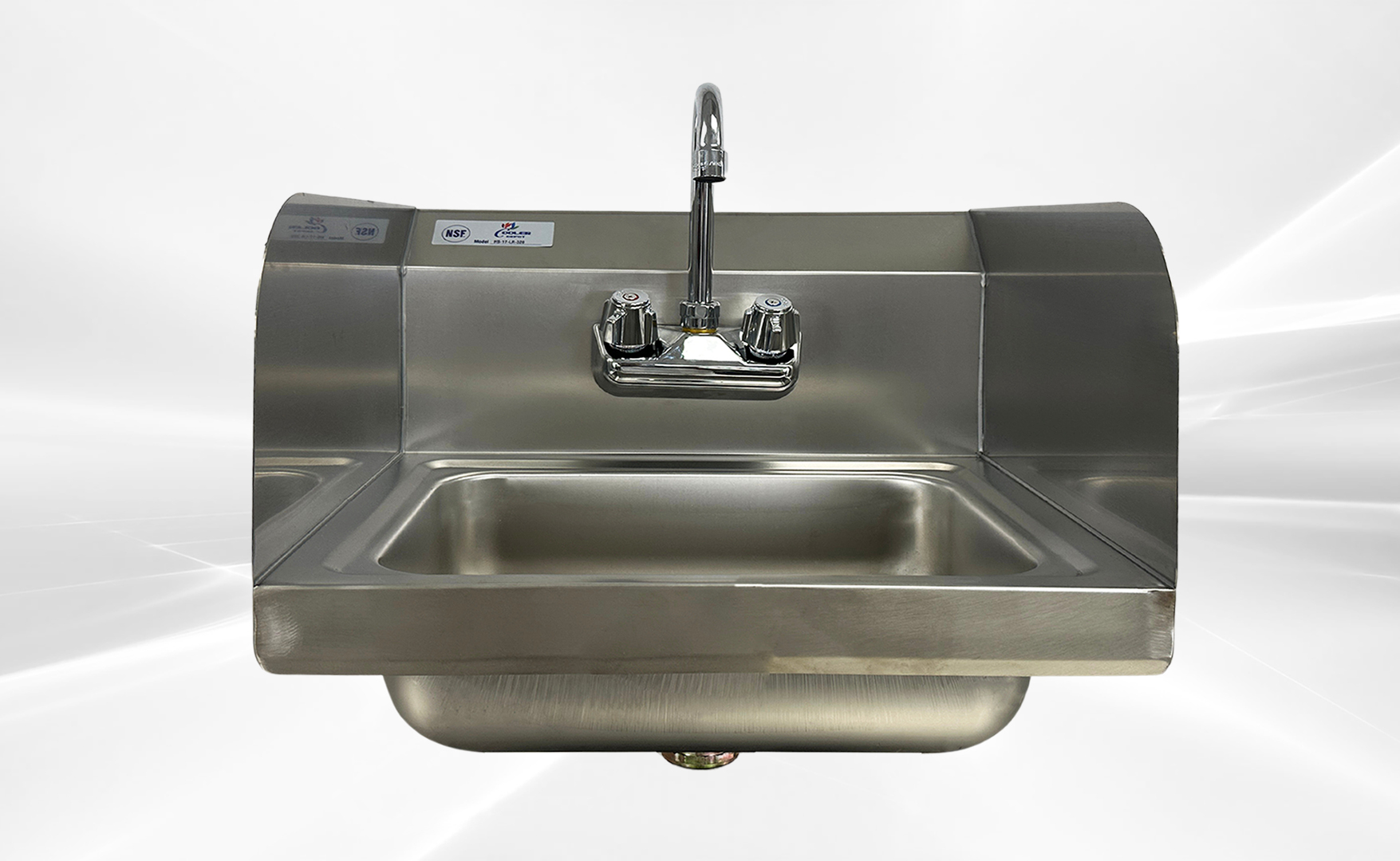 17 ins Hand Sink With Two Splashes And Faucet NSF HS-17-LR-320
