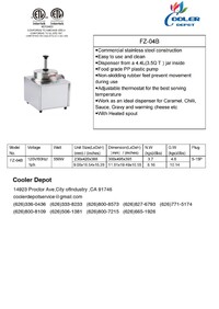 NSF Food Butter Warmer with Heated Spout and Pump FZ-04B