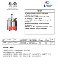 NSF Butter Warmer with Heated Spout and Pump 3.5 QT FZ-05A