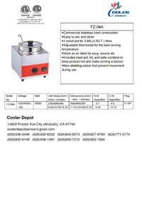 NSF Countertop Soup Warmer One Flavor FZ-04A