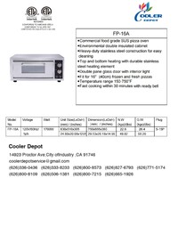 Single Deck Countertop Pizza Oven NSF FP-16A