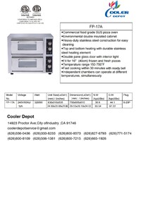 Double Deck Countertop Pizza Oven Two Chambers NSF FP-17A