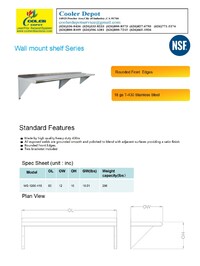 NSF 60 inches 5 ft Wall Mount Shelf HN-WS-1260