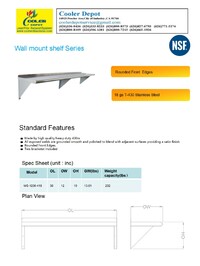 NSF 36 inches 3 ft Wall Mount Shelf HN-WS-1236