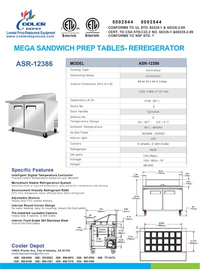 NSF Sandwich Prep Table Mega 48inches ASR-12386