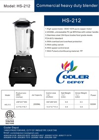 NSF 2.0L Milk Tea Store Commercial Blender HS-212