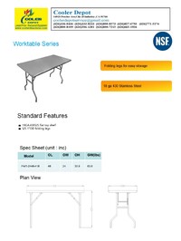 NSF Folding worktable 48W x 24D x30H inches FWT-2448-418