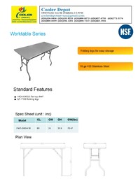 NSF Folding worktable 60W x 24D x30H inches FWT-2460-418