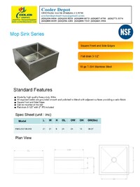 NSF Stainless Steel Floor Mop Sink 21 x 21 x 9 FMS-212109-318