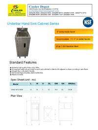 NSF Stainless Steel Underber Hand Sink Cabinet UHSC-1812-320B