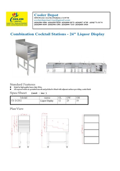 23 x 12 ins 4 Tiered S S Liquor Display Rack CS-D-2312