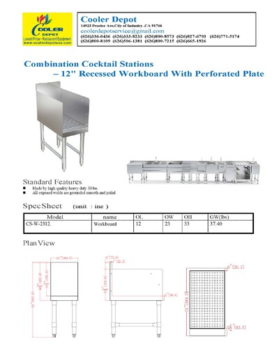 23x12  ins Bar Recessed Bar Drainboard RUD-2212-320 CS-W-2312
