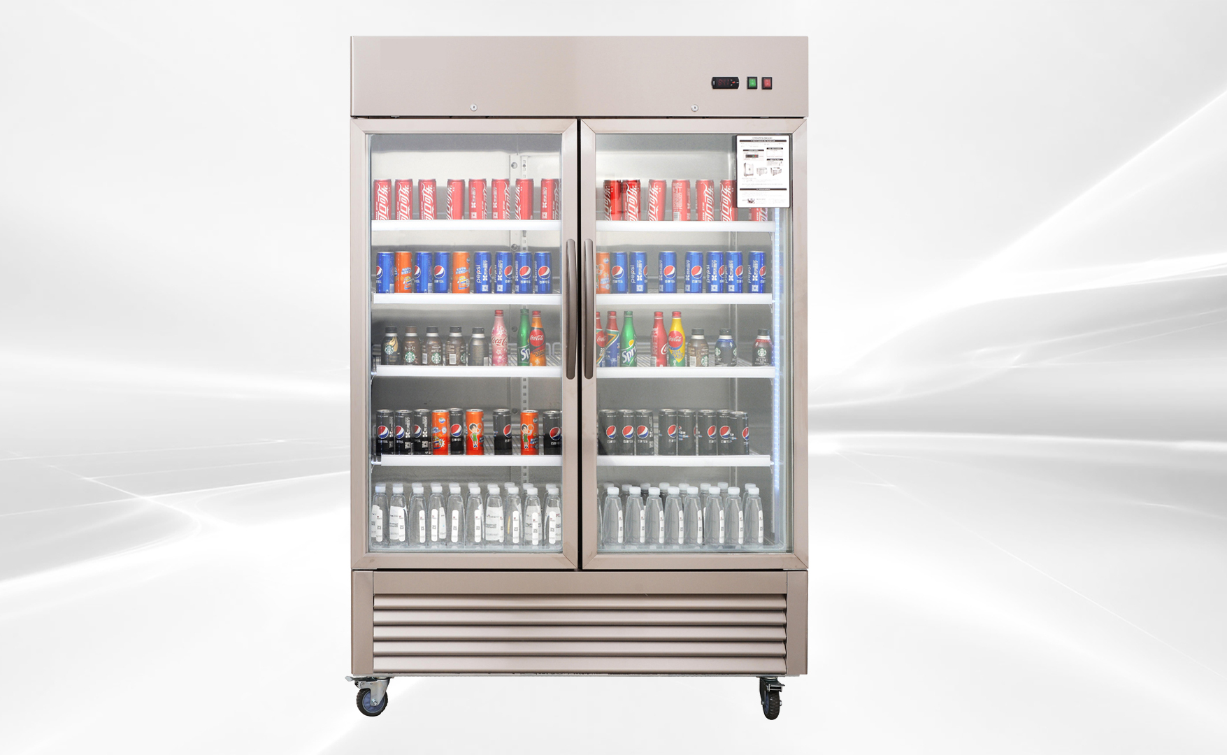 NSF 2 Glass Door Stainless Steel Commercial Refrigerator KR-49BG