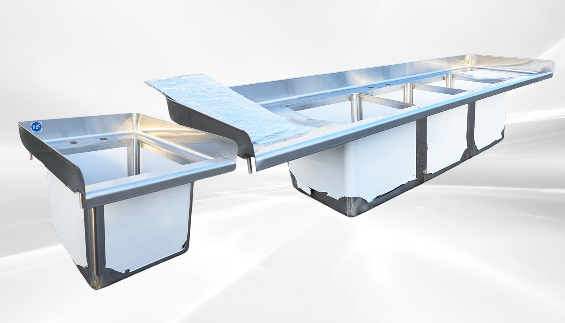 77 ins food truck 3+1 Compartment Sink SK-77-HS+C3