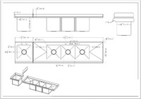 77 ins food truck 3+1 Compartment Sink SK-77-HS+C3