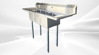 HN-C3T101410-12LR 54 ins Stainless Steel 3 Compartment Sink NSF