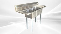 HN-C3T101410-12LR 54 ins Stainless Steel 3 Compartment Sink NSF