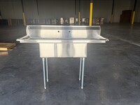 HN-C3T101410-12LR 54 ins Stainless Steel 3 Compartment Sink NSF