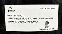 NSF 4L 1 Gallon Thermal Coffee Server Attached Base VT10-001