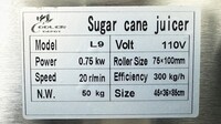 Electric Sugar Cane Juicer 750W Sugarcane Machine 110V L9