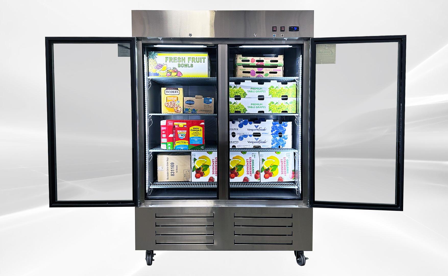 NSF 2Glass Door Stainless Steel Commercial Freezer CD-56FG-2