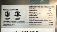 NSF Reach In One Door Refrigerator SS interior AKR-07381