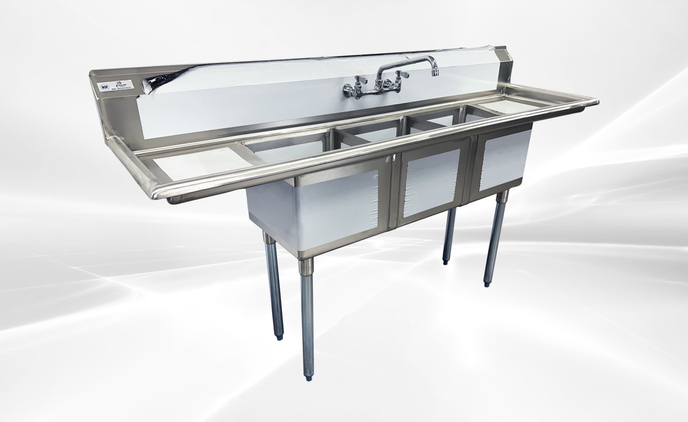 NSF 3 Compartment Sink  75ins With Faucet S3C151512-15LR-318