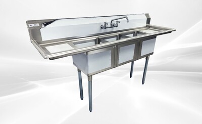 NSF 3 Compartment Sink  75ins With Faucet S3C151512-15LR-318