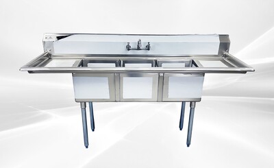 NSF 3 Compartment Sink  75ins With Faucet S3C151512-15LR-318