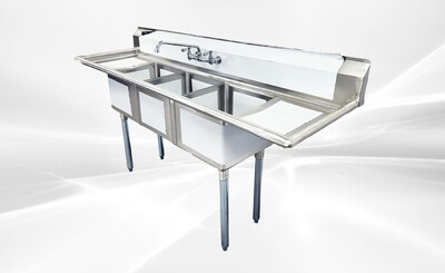 NSF 3 Compartment Sink  75ins With Faucet S3C151512-15LR-318