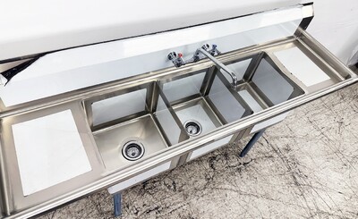 NSF 3 Compartment Sink  75ins With Faucet S3C151512-15LR-318