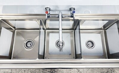 NSF 3 Compartment Sink  75ins With Faucet S3C151512-15LR-318