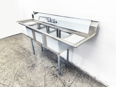 NSF 3 Compartment Sink  75ins With Faucet S3C151512-15LR-318