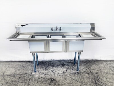 NSF 3 Compartment Sink  75ins With Faucet S3C151512-15LR-318