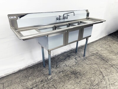 NSF 3 Compartment Sink  75ins With Faucet S3C151512-15LR-318