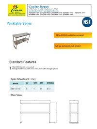 48 inches Prepare The Workbench Stainless Steel Table SSPW48