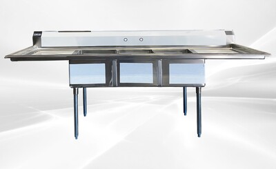 NSF 102in Stainless Steel 3 Compartment sink S3CT182412-24LR-318
