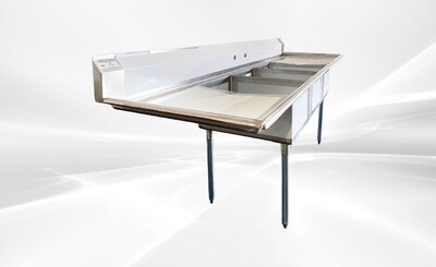 NSF 102in Stainless Steel 3 Compartment sink S3CT182412-24LR-318