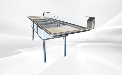 NSF 102in Stainless Steel 3 Compartment sink S3CT182412-24LR-318