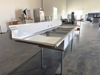 NSF 102in Stainless Steel 3 Compartment sink S3CT182412-24LR-318