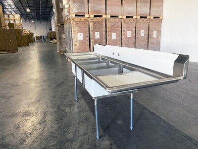 NSF 102in Stainless Steel 3 Compartment sink S3CT182412-24LR-318