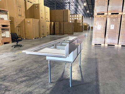NSF 102in Stainless Steel 3 Compartment sink S3CT182412-24LR-318
