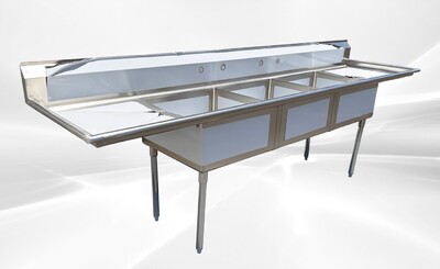 NSF120 in Stainless Steel 3 Compartment sink S3C242412-24LR-318