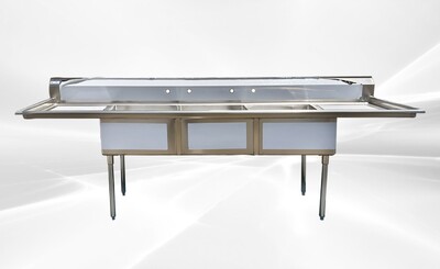 NSF120 in Stainless Steel 3 Compartment sink S3C242412-24LR-318