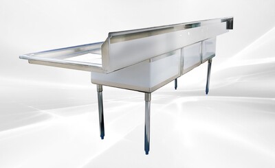 NSF120 in Stainless Steel 3 Compartment sink S3C242412-24LR-318