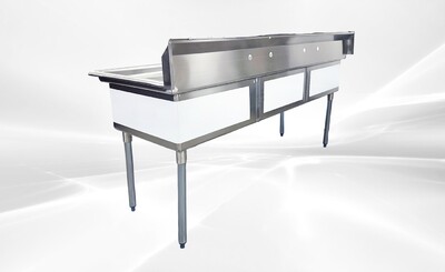 NSF 78 ins SS Three Compartment Sink two faucetsS3C242412-318
